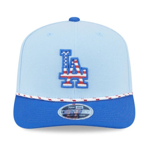 New Era 9Seventy Los Angeles Dodgers July 4th 2025 Official On Field Snapback Hat Blue Red - Image 2