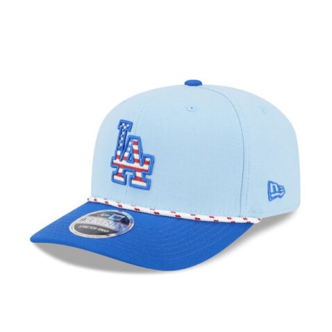 New Era 9Seventy Los Angeles Dodgers July 4th 2025 Official On Field Snapback Hat Blue Red