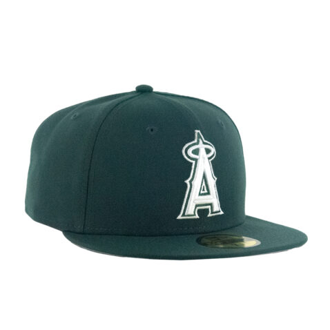New Era 59Fifty Los Angeles Angels Evergreen Fitted Hat Dark Green White - Image 3