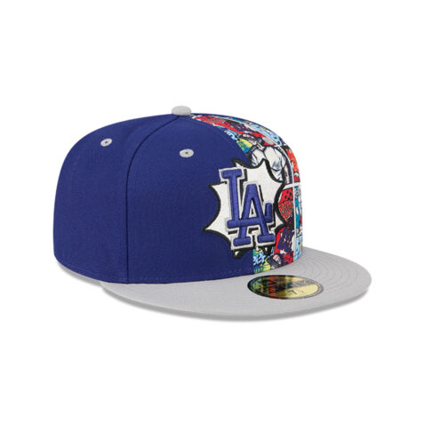 New Era 59Fifty Los Angeles Dodgers Comic Book Fitted Hat Royal Blue Gray - Image 3