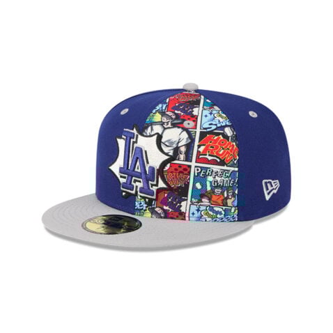 New Era 59Fifty Los Angeles Dodgers Comic Book Fitted Hat Royal Blue Gray