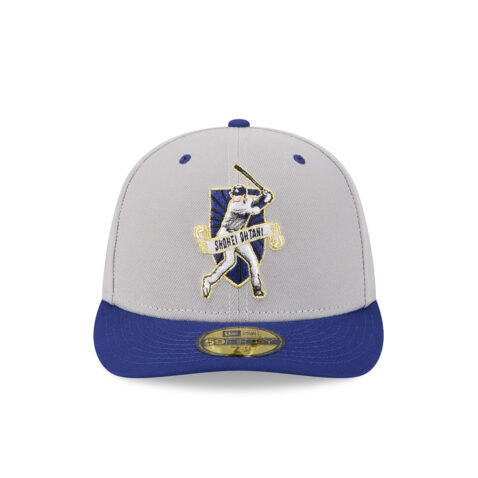 New Era 59Fifty Los Angeles Dodgers Player Collection Shohei Ohtani Fitted Hat Gray Dark Royal Blue - Image 2