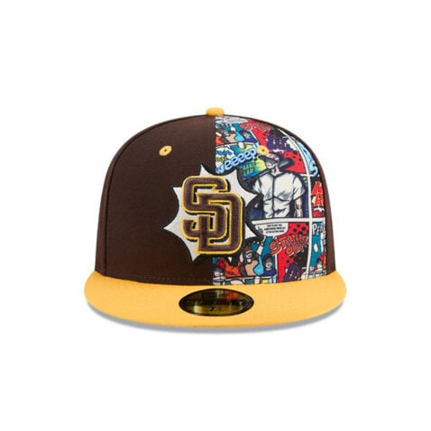New Era 59Fifty San Diego Padres Comic Book Fitted Hat Brown Gold - Image 2
