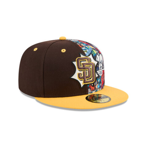 New Era 59Fifty San Diego Padres Comic Book Fitted Hat Brown Gold - Image 3