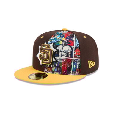 New Era 59Fifty San Diego Padres Comic Book Fitted Hat Brown Gold