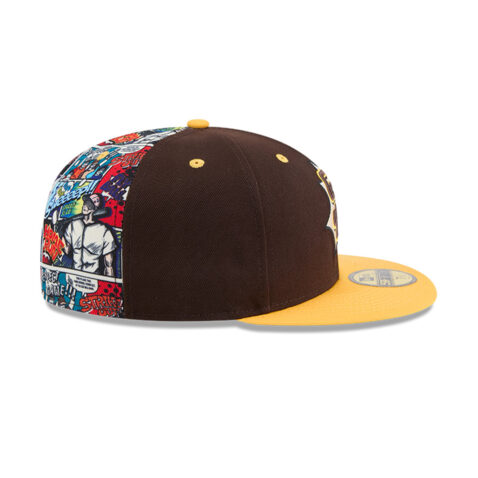 New Era 59Fifty San Diego Padres Comic Book Fitted Hat Brown Gold - Image 4
