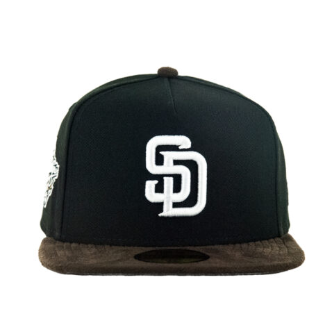 New Era 59Fifty San Diego Padres Suede Brim Two Tone Fitted Black White Brown - Image 2