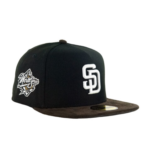 New Era 59Fifty San Diego Padres Suede Brim Two Tone Fitted Black White Brown - Image 3