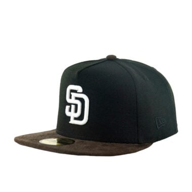 New Era 59Fifty San Diego Padres Suede Brim Two Tone Fitted Black White Brown