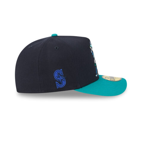 New Era 59Fifty Seattle Mariners Cartoon A-Frame Fitted Hat Dark Navy Teal - Image 4
