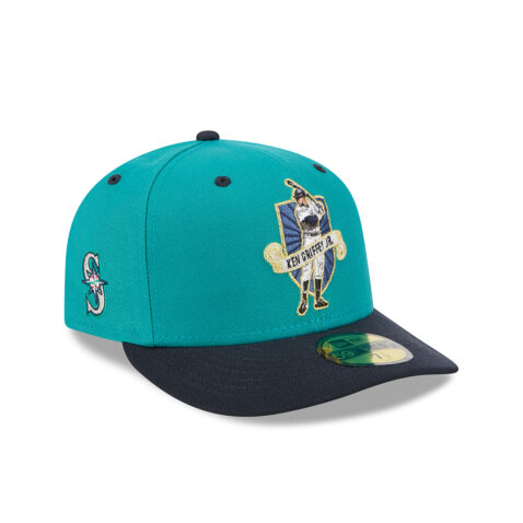 New Era 59Fifty Seattle Mariners Player Collection Ken Griffey Jr Fitted Hat Teal Dark Navy - Image 3