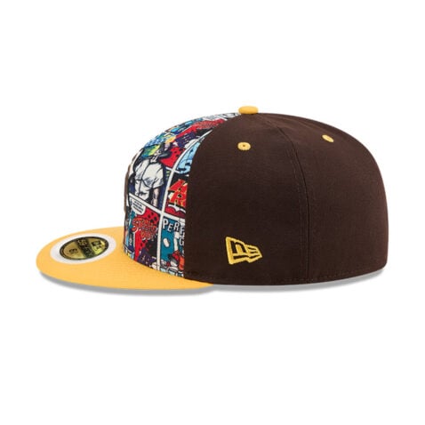 New Era 59Fifty Youth San Diego Padres Comic Book Fitted Hat Brown Gold - Image 6