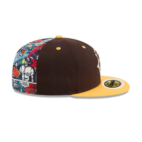 New Era 59Fifty Youth San Diego Padres Comic Book Fitted Hat Brown Gold - Image 4