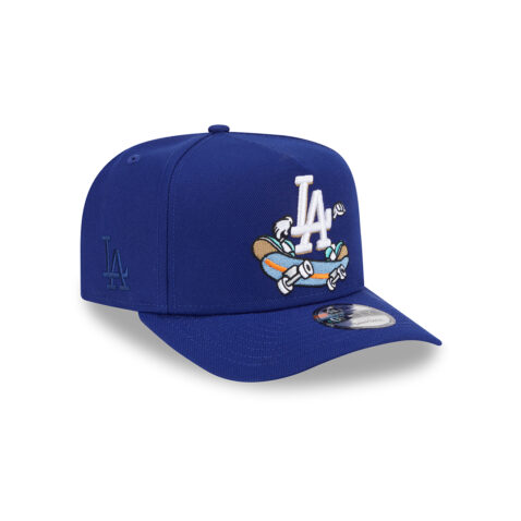 New Era 9Fifty Los Angeles Dodgers Cartoon A-Frame Snapback Hat Dark Royal Blue White - Image 3