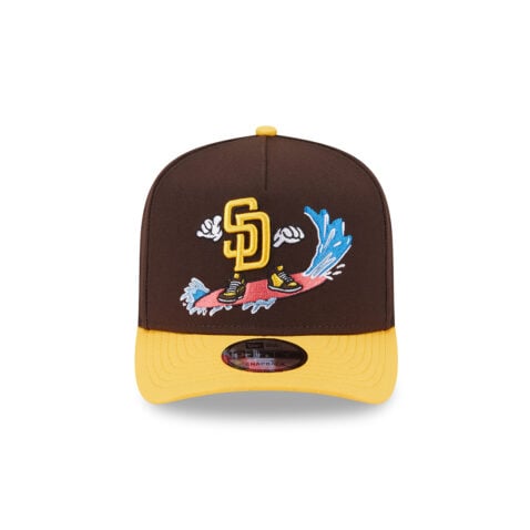 New Era 9Fifty San Diego Padres Cartoon A-Frame Snapback Hat Burnt Wood Brown Gold - Image 2