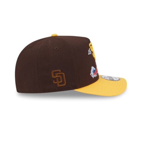 New Era 9Fifty San Diego Padres Cartoon A-Frame Snapback Hat Burnt Wood Brown Gold - Image 4