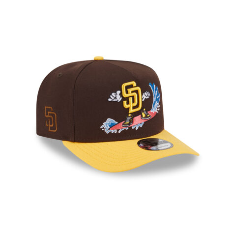 New Era 9Fifty San Diego Padres Cartoon A-Frame Snapback Hat Burnt Wood Brown Gold - Image 3