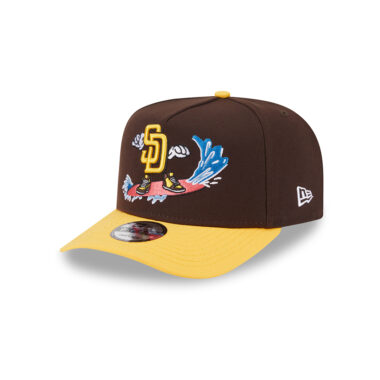 New Era 9Fifty San Diego Padres Cartoon A-Frame Snapback Hat Burnt Wood Brown Gold