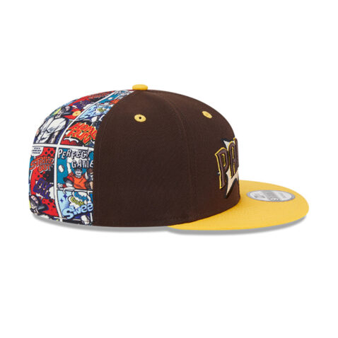 New Era 9Fifty San Diego Padres Comic Book Snapback Hat Brown Gold - Image 4