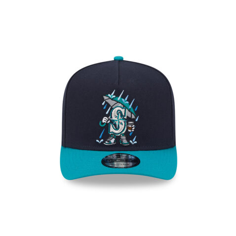 New Era 9Fifty Seattle Mariners Cartoon A-Frame Snapback Hat Dark Navy Teal - Image 2