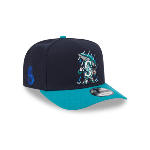 New Era 9Fifty Seattle Mariners Cartoon A-Frame Snapback Hat Dark Navy Teal - Image 3