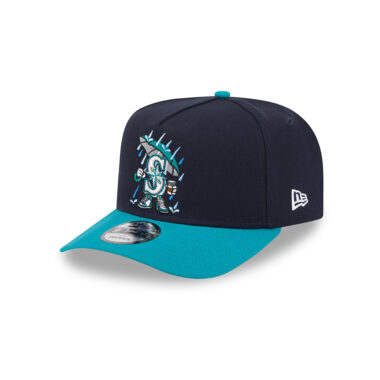 New Era 9Fifty Seattle Mariners Cartoon A-Frame Snapback Hat Dark Navy Teal