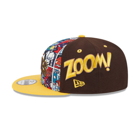 New Era 9Fifty Youth San Diego Padres Comic Book Snapback Hat Brown Gold - Image 5