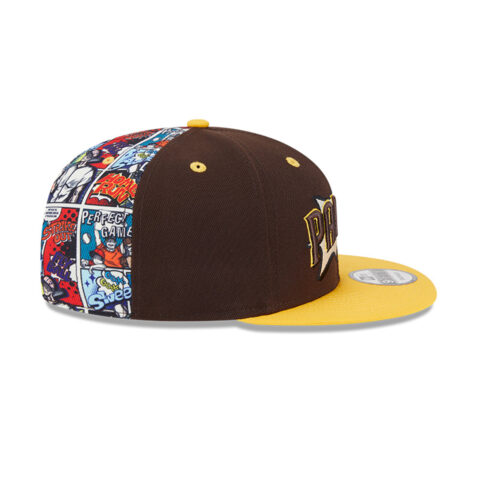 New Era 9Fifty Youth San Diego Padres Comic Book Snapback Hat Brown Gold - Image 3