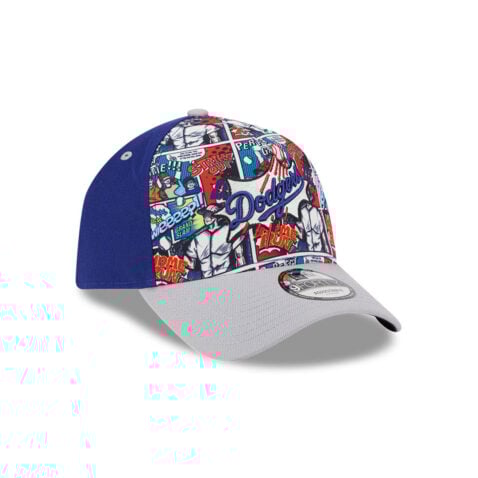 New Era 9Forty Los Angeles Dodgers Comic Book A-Frame Snapback Hat Royal Blue Gray - Image 3