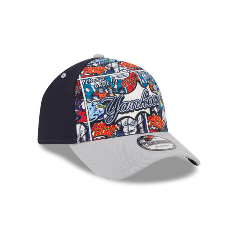 New Era 9Forty New York Yankees Comic Book A-Frame Snapback Hat Dark Navy Gray - Image 3