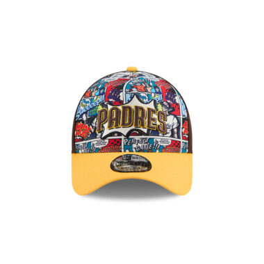 New Era 9Forty San Diego Padres Comic Book A-Frame Snapback Hat Brown Gold