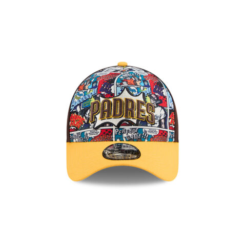 New Era 9Forty San Diego Padres Comic Book A-Frame Snapback Hat Brown Gold - Image 2