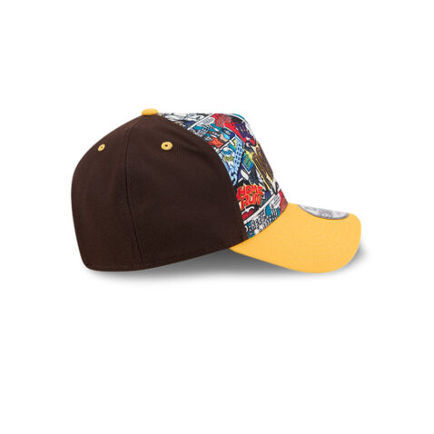 New Era 9Forty San Diego Padres Comic Book A-Frame Snapback Hat Brown Gold - Image 4