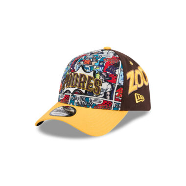 New Era 9Forty San Diego Padres Comic Book A-Frame Snapback Hat Brown Gold