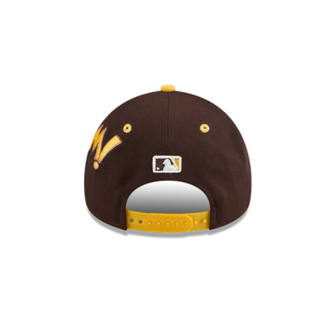New Era 9Forty San Diego Padres Comic Book A-Frame Snapback Hat Brown Gold - Image 5