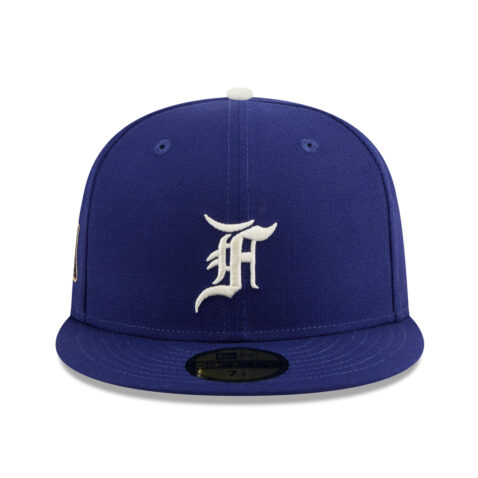 New Era x Fear of God 59Fifty Los Angeles Dodgers Fitted Hat Dark Royal Blue White - Image 2