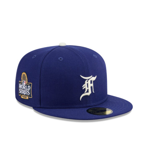 New Era x Fear of God 59Fifty Los Angeles Dodgers Fitted Hat Dark Royal Blue White - Image 3