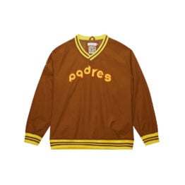 Mitchell & Ness San Diego Padres Vintage Logo Nylon Pullover Jacket Brown