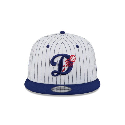 New Era 9Fifty LA Dodgers Deceptor Snapback Hat Dark Royal Blue White Pinstripe - Image 2