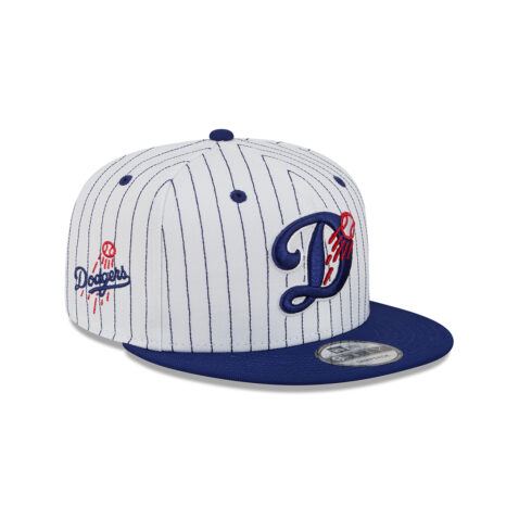 New Era 9Fifty LA Dodgers Deceptor Snapback Hat Dark Royal Blue White Pinstripe - Image 3