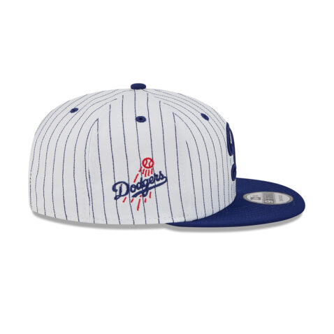 New Era 9Fifty LA Dodgers Deceptor Snapback Hat Dark Royal Blue White Pinstripe - Image 4