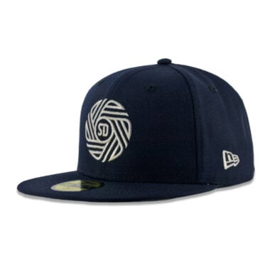New Era 59Fifty San Diego Football Club SDFC Flow Logo Fitted Hat Dark Navy Metallic Silver