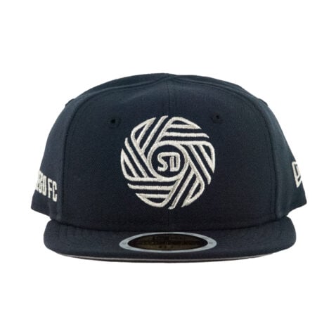 New Era 59Fifty San Diego Football Club Flow Logo Youth Fitted Hat Dark Navy Metallic Silver - Image 2