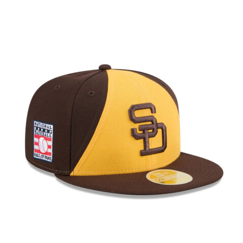 New Era 59Fifty San Diego Padres Hall Of Fame Fitted Hat Brown Gold - Image 3