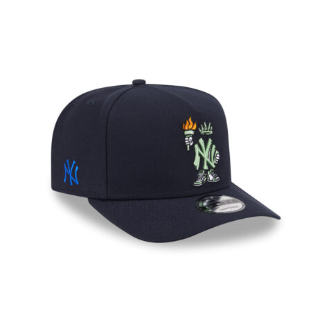New Era 9Fifty New York Yankees Cartoon A-Frame Snapback Hat Dark Navy White - Image 3