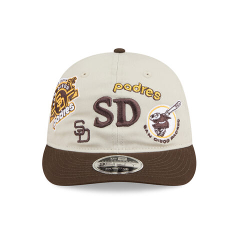 New Era 9Fifty Retro Crown San Diego Padres Scatter Snapback Hat White Brown - Image 2