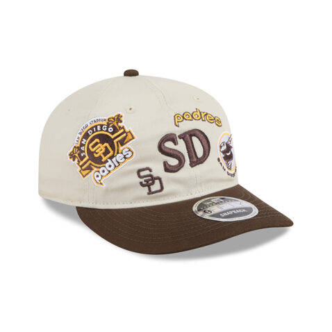 New Era 9Fifty Retro Crown San Diego Padres Scatter Snapback Hat White Brown - Image 3