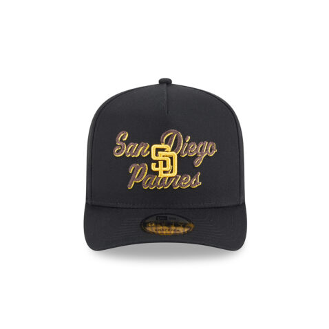 New Era 9Fifty San Diego Padres Chain Stitch A-Frame Snapback Hat Brown Gold - Image 2
