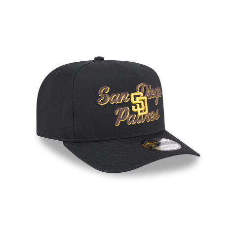 New Era 9Fifty San Diego Padres Chain Stitch A-Frame Snapback Hat Brown Gold - Image 3