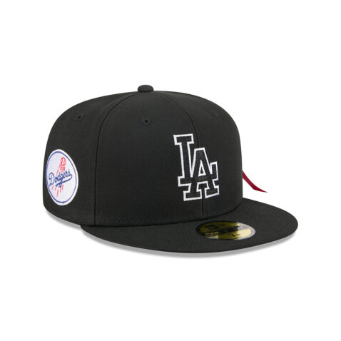 New Era 9Fifty x Alpha Industries Los Angeles Dodgers Patches Fitted Hat Black - Image 3